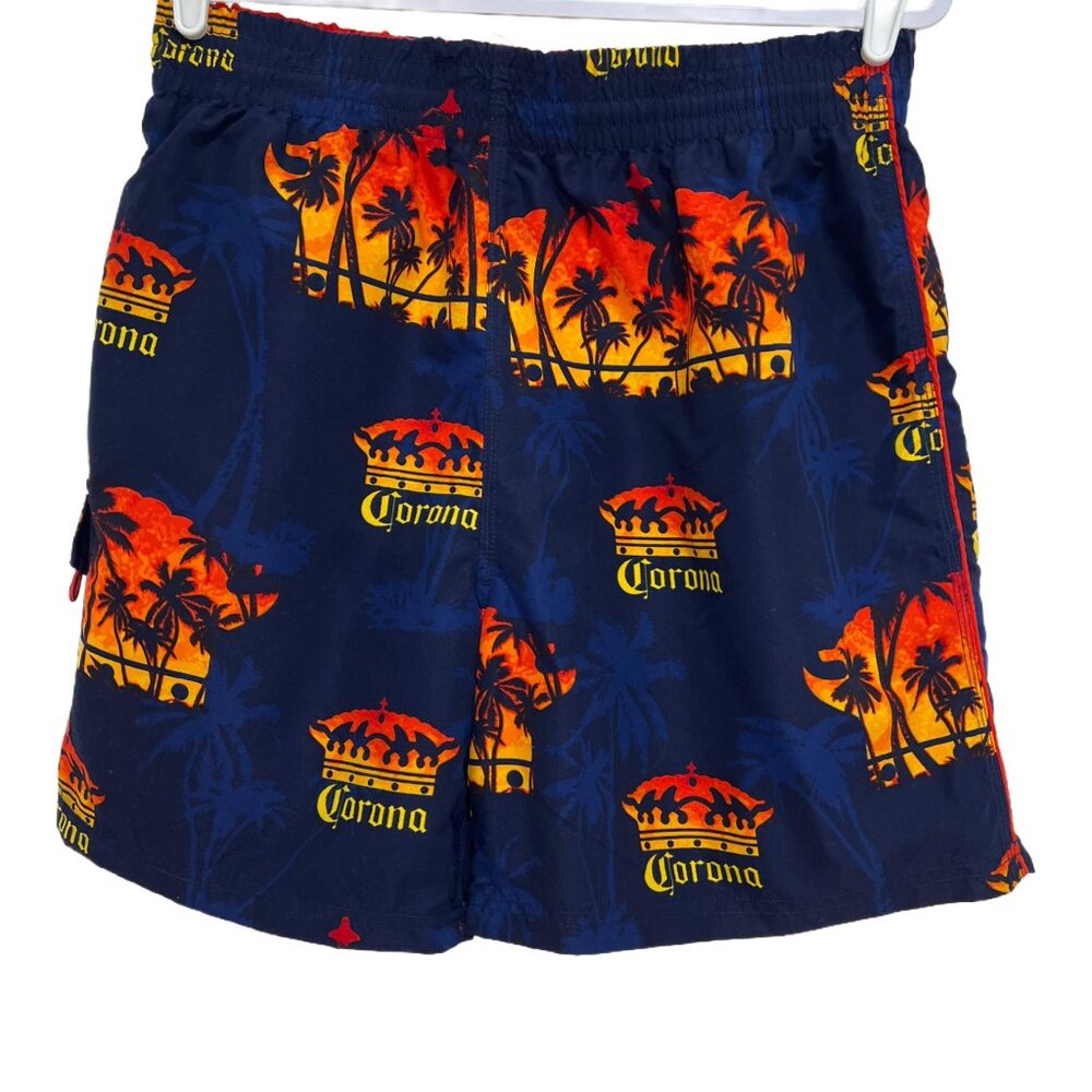 0973 Corona Extra Logo Print Swim Trunks